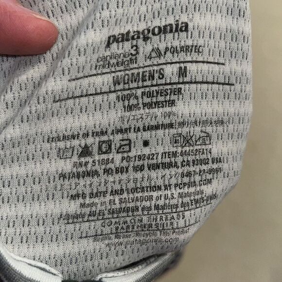 PATAGONIA 1/4 Zip Capilene 3 Crew Gray Striped Top - Picture 6 of 6